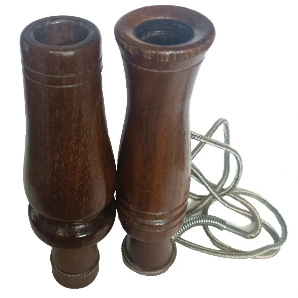 Vintage Set of‎ TWO wooden Duck Calls on Lanyard
